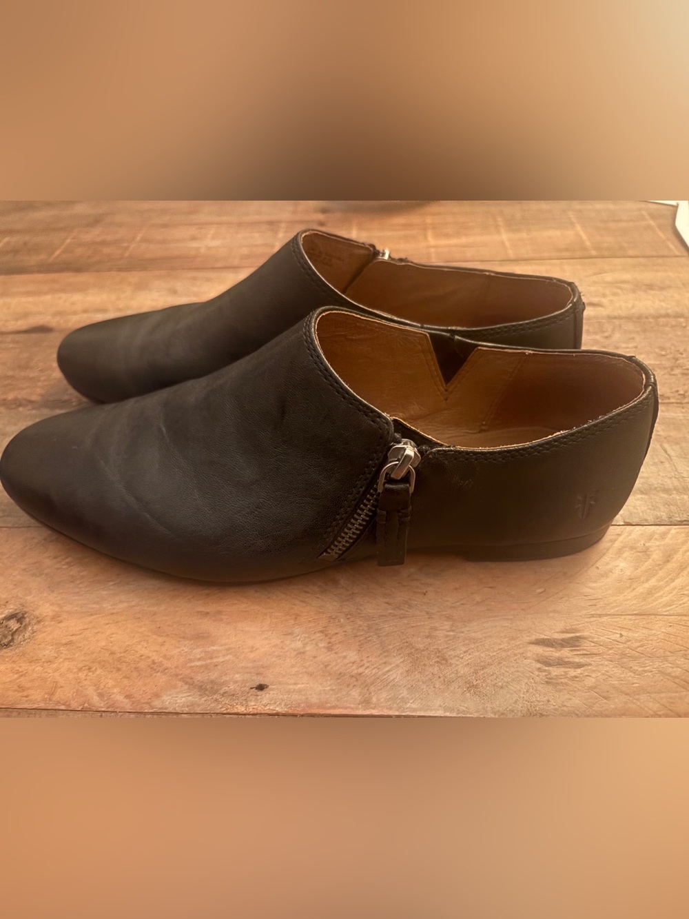 Women’s Fry Shootie~Black Leather Slip-On With Side Zip